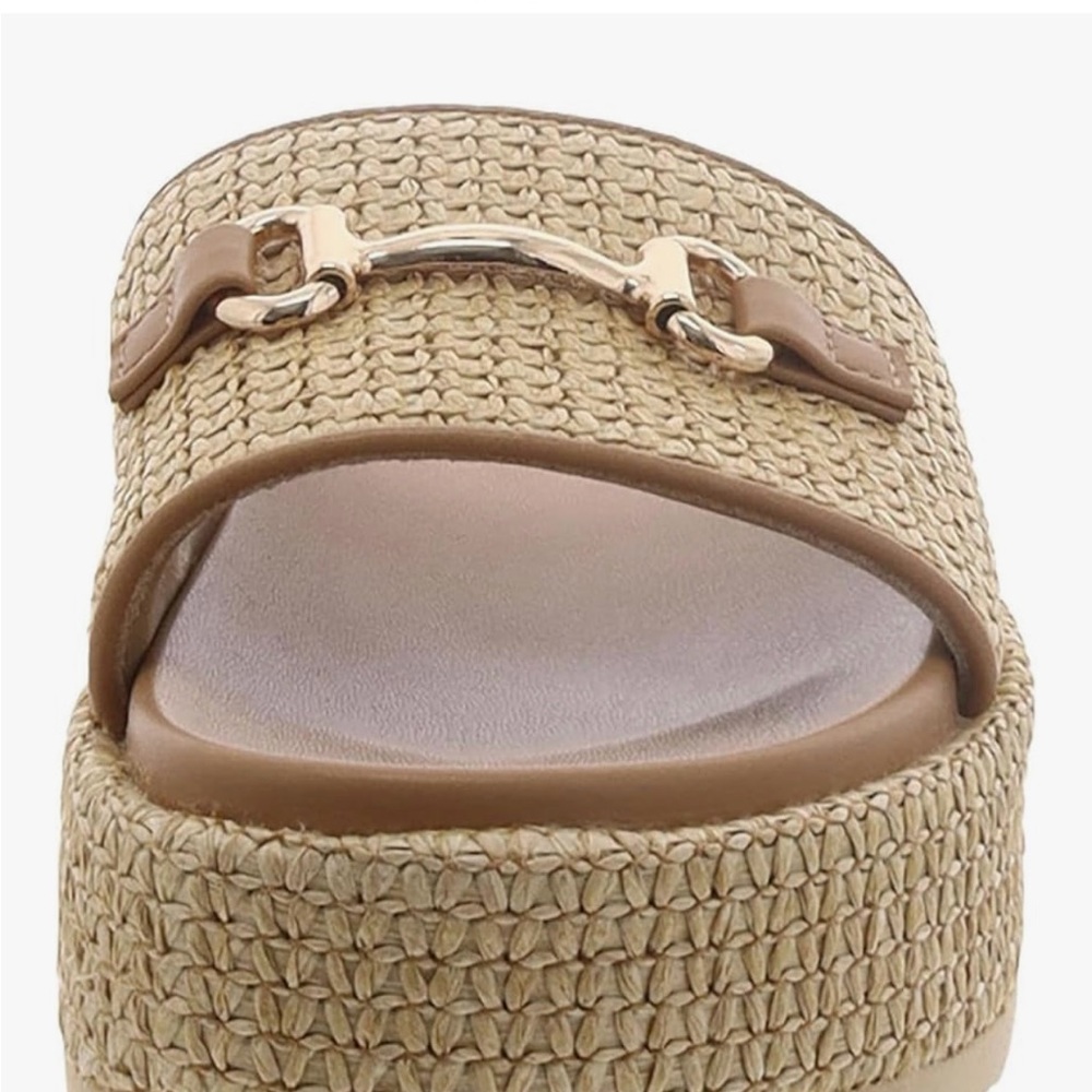 Steve Madden Tan Woven Platform Slide Sandals - Picture 3 of 3